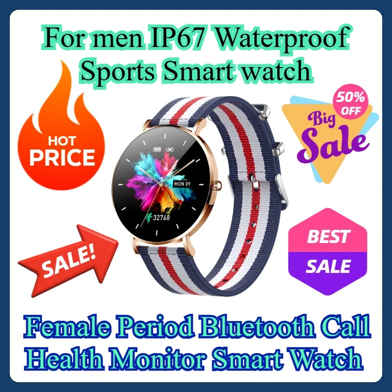 IP67 Waterproof Sports Smart watch For Women Female Period Bluetooth Call Health Monitor Smart Watch
IP67 Waterproof Sports Smart watch For Women Female Period Bluetooth Call Health Monitor Smart Watch