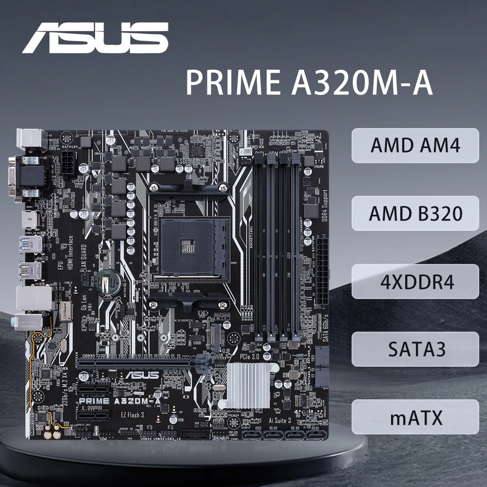 ASUS PRIME A320M-A Motherboard AMD AM4 Support R5 5600 3500X R7 5700X 1800X R3 3200G R9 5950X CPU 4xDDR4 128GB HDMI DVI mATX
ASUS PRIME A320M-A Motherboard AMD AM4 Support R5 5600 3500X R7 5700X 1800X R3 3200G R9 5950X CPU 4xDDR4 128GB HDMI DVI mATX