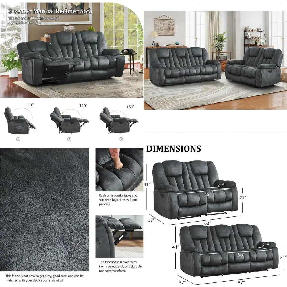 Серый 3-местный диван-реклайнер с кушеткой и скрытыми подстаканниками для гостиной
Серый 3-местный диван-реклайнер с кушеткой и скрытыми подстаканниками для гостиной