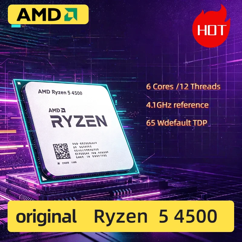65W AMD Ryzen 5 4500 OEM 6 Cores 12 Threads Desktop CPU 3.6GHz Base 4.1GHz Max Boost 8MB L3 Socket AM4 PCIe 3.0 Tray
65W AMD Ryzen 5 4500 OEM 6 Cores 12 Threads Desktop CPU 3.6GHz Base 4.1GHz Max Boost 8MB L3 Socket AM4 PCIe 3.0 Tray