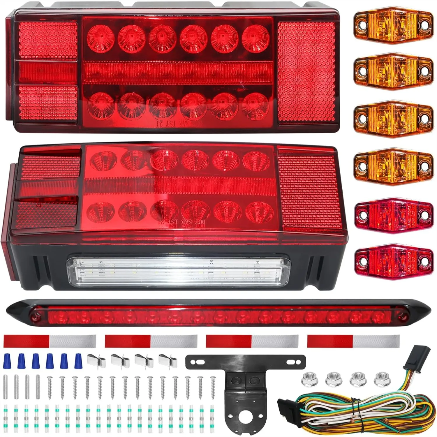 Boat Trailer Light Kit with Submersible LED Tail Lights, 3rd Brake Light Bar, 25FT Wiring Harness for Truck RV Camper
Boat Trailer Light Kit with Submersible LED Tail Lights, 3rd Brake Light Bar, 25FT Wiring Harness for Truck RV Camper