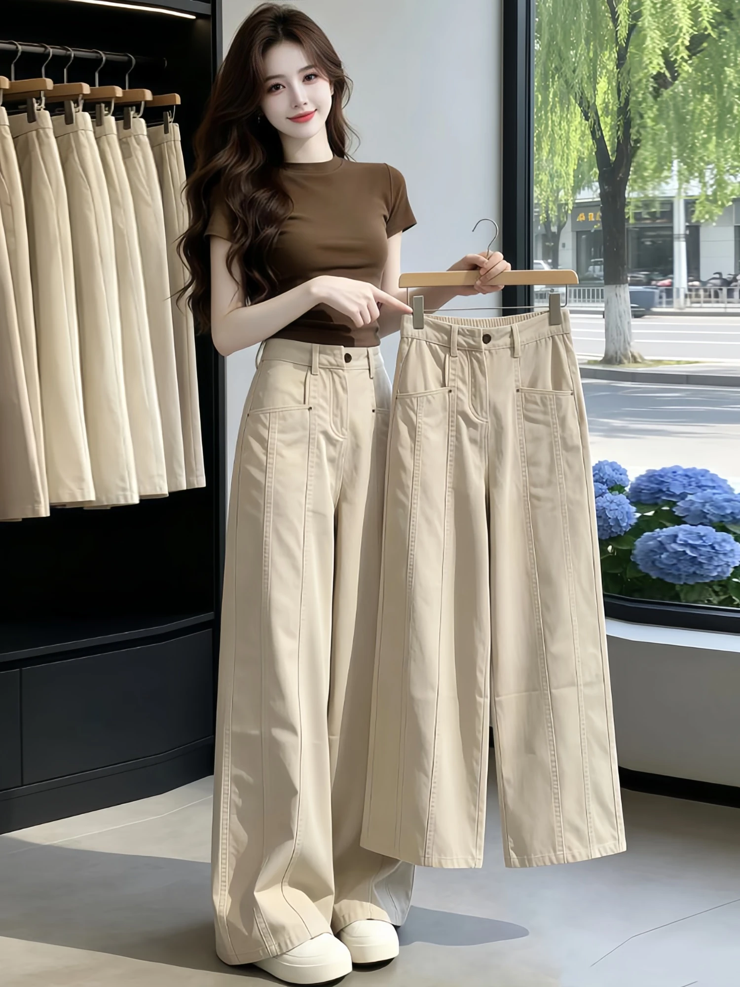 Summer Slim Fit Short Sleeve T-Shirt High Waist Wide Leg Pants Two Piece Set Women's Fashion Casual Wear Pure Color Design
Summer Slim Fit Short Sleeve T-Shirt High Waist Wide Leg Pants Two Piece Set Women's Fashion Casual Wear Pure Color Design