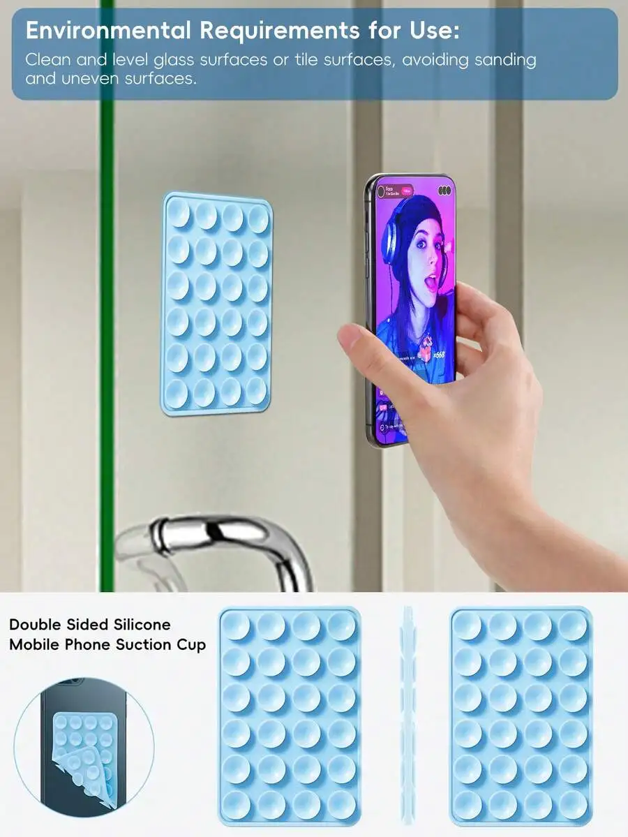 Double Sided Silicone Suction Cup Phone Holder 48pcs 360° Rotation For Bathroom Glass Mirror Smooth Surfaces
Double Sided Silicone Suction Cup Phone Holder 48pcs 360° Rotation For Bathroom Glass Mirror Smooth Surfaces