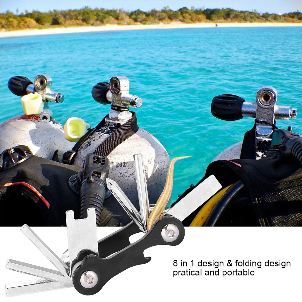 Portable Folding Allen Key Wrench 8 in 1 Wrenches Multi-functional Repairing Tools Set For repairing various diving equipment
Portable Folding Allen Key Wrench 8 in 1 Wrenches Multi-functional Repairing Tools Set For repairing various diving equipment