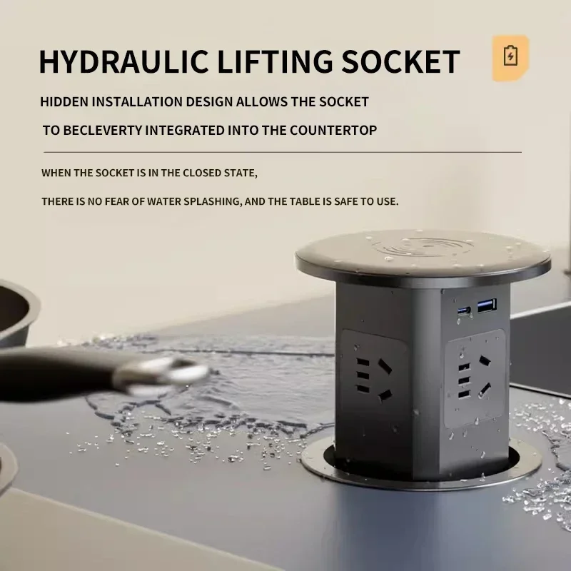 Automatic pop-up desktop hidden socket, US UK AU standard universal socket office desk socket with USB with Type-C with wireless
Automatic pop-up desktop hidden socket, US UK AU standard universal socket office desk socket with USB with Type-C with wireless