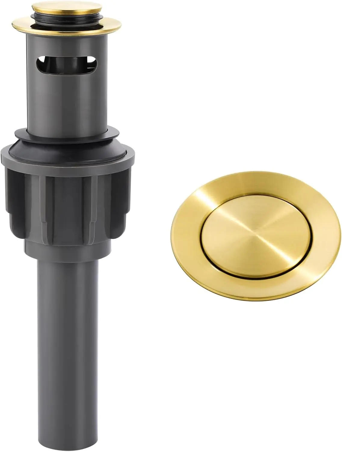 Brushed Gold Pop Up Drain for Bathroom Sink with Overflow, Stainless Steel Hair Catcher Stopper
Brushed Gold Pop Up Drain for Bathroom Sink with Overflow, Stainless Steel Hair Catcher Stopper