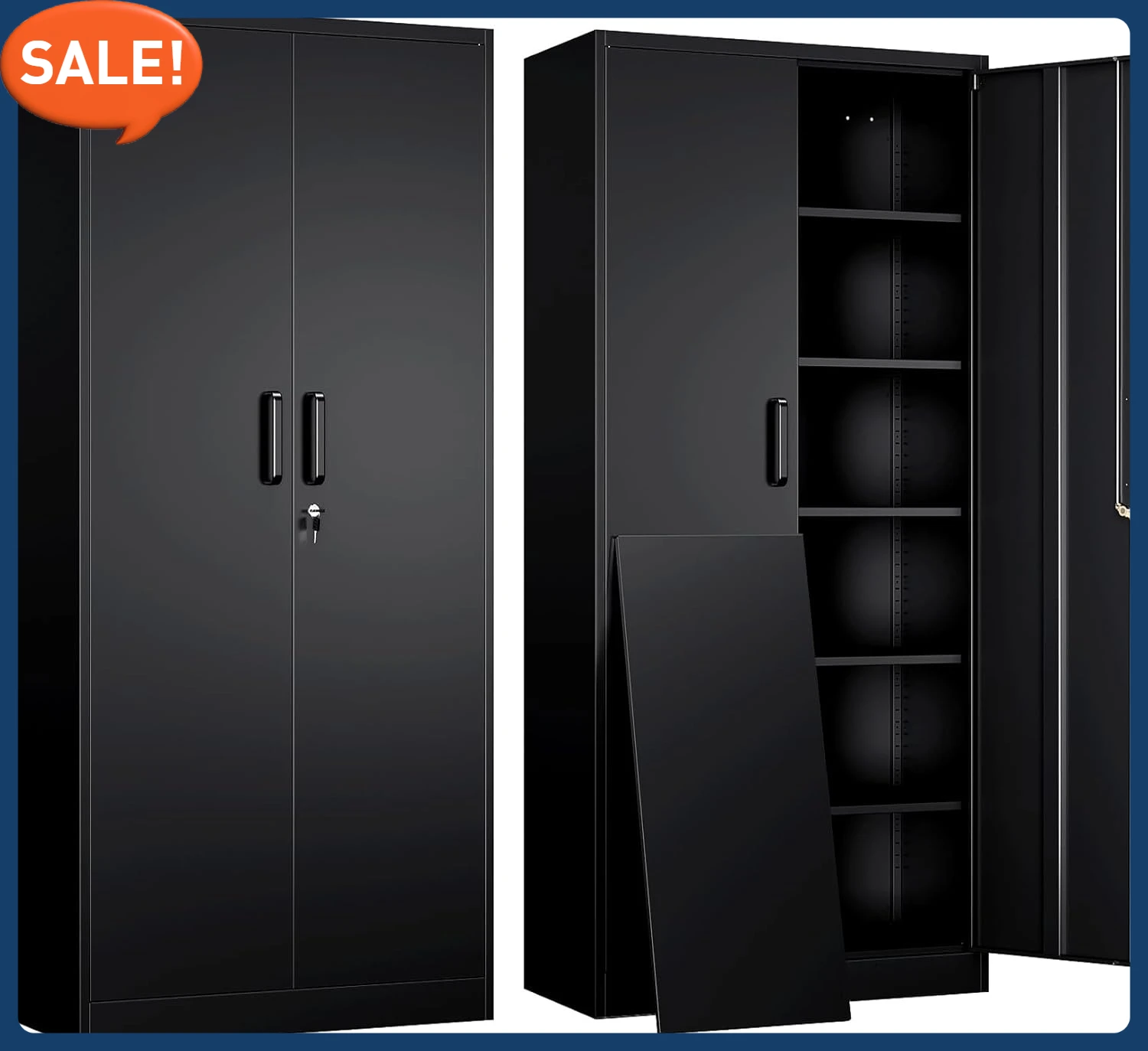 Metal Garage Storage Cabinet with 2 Doors and 5 Adjustable Shelves - 71" Steel Lockable File Cabinet
Metal Garage Storage Cabinet with 2 Doors and 5 Adjustable Shelves - 71" Steel Lockable File Cabinet