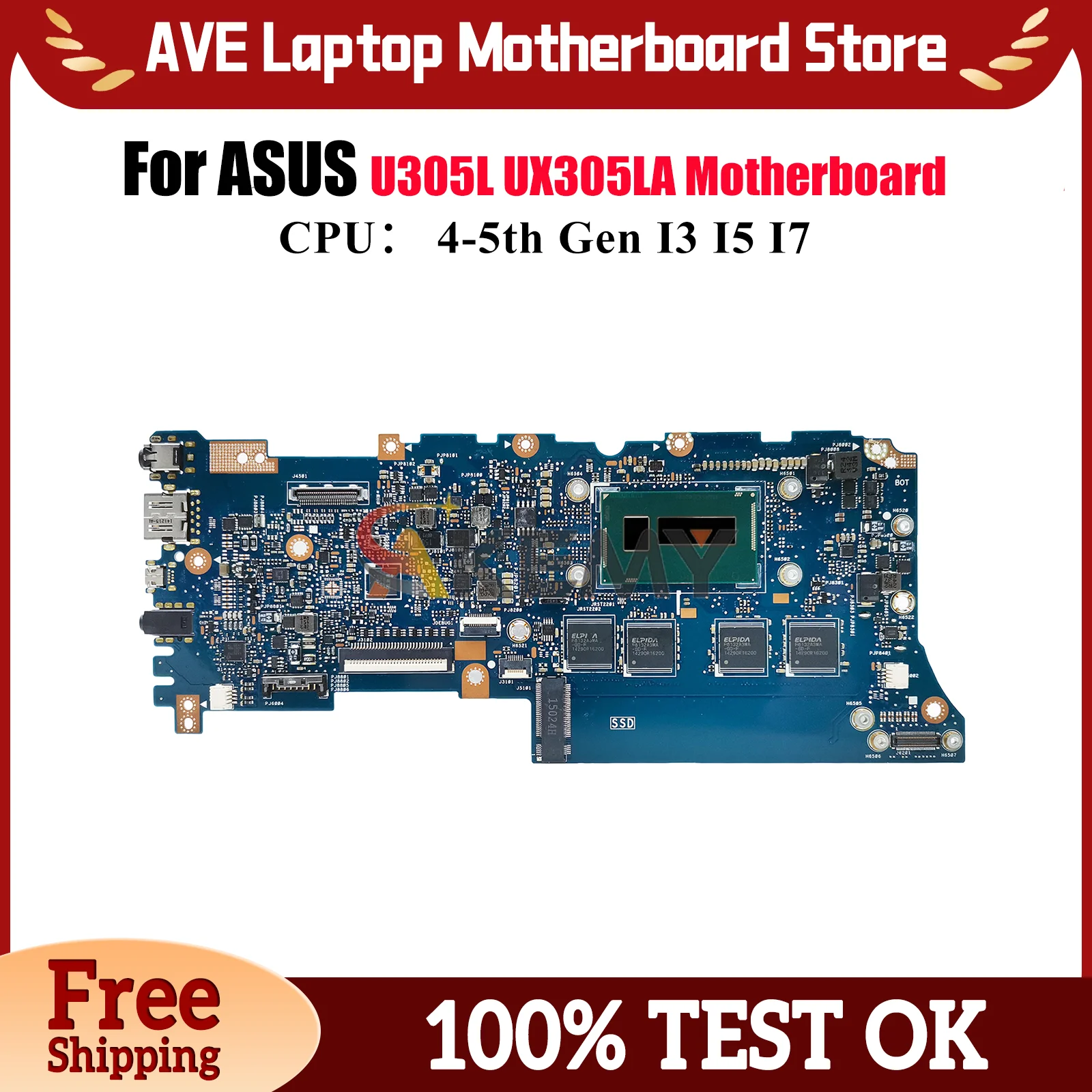 UX305LA Laptop Motherboard For ASUS ZenBook UX305LA UX305L U305L Notebook Mainboard With I3 I5 I7 CPU 100% tests OK fast ship
UX305LA Laptop Motherboard For ASUS ZenBook UX305LA UX305L U305L Notebook Mainboard With I3 I5 I7 CPU 100% tests OK fast ship