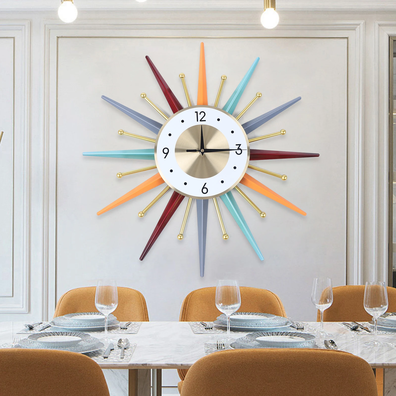 Wall Clock 22 Inch, Mid Century Wall Clock Starburst Clock Modern Decor Silent Non-Ticking Big Wall Clocks for Living Room
Wall Clock 22 Inch, Mid Century Wall Clock Starburst Clock Modern Decor Silent Non-Ticking Big Wall Clocks for Living Room