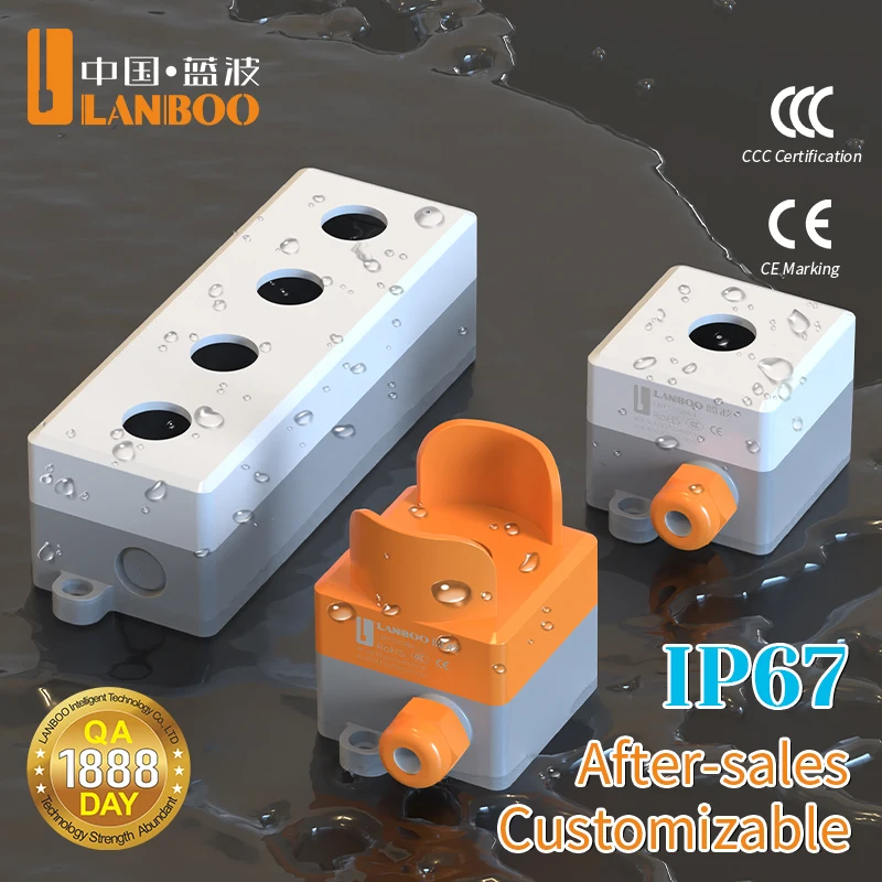 LANBOO IP67 Push Button Switch Waterproof Box Industrial Control Outdoor Marine ABS PC Material 1-5 Holes 22mm Diameter
LANBOO IP67 Push Button Switch Waterproof Box Industrial Control Outdoor Marine ABS PC Material 1-5 Holes 22mm Diameter