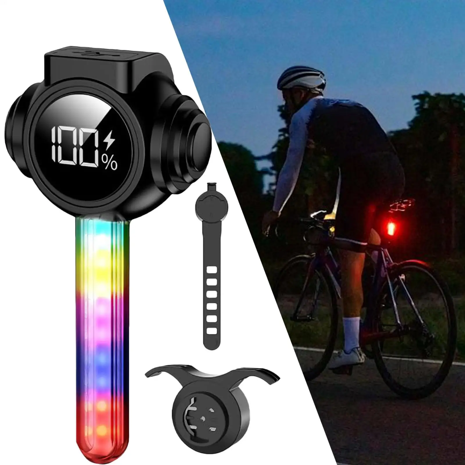 Rear Bicycle Light Brake Sensing RGB 9 Modes Rechargeable Intelligent Bike Taillights for Night Riding Mountain Road Cycling
Rear Bicycle Light Brake Sensing RGB 9 Modes Rechargeable Intelligent Bike Taillights for Night Riding Mountain Road Cycling