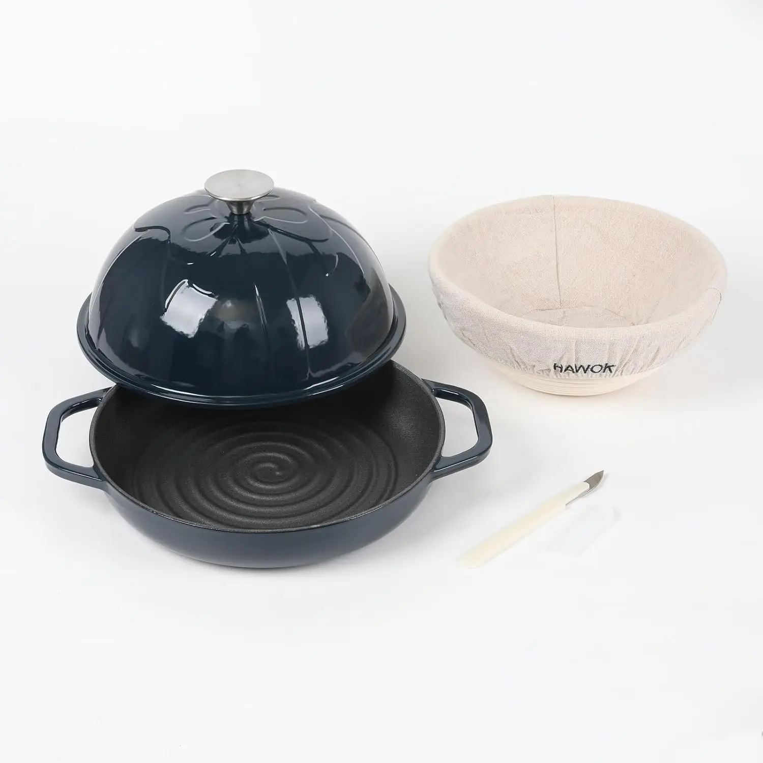 Cast Iron Bread Oven with Cloche Lid, Dia. 9.8inch/25cm, 1.5qt, with Proofing Basket and Dough Scoring Knife, Sourdough Baking P
Cast Iron Bread Oven with Cloche Lid, Dia. 9.8inch/25cm, 1.5qt, with Proofing Basket and Dough Scoring Knife, Sourdough Baking P