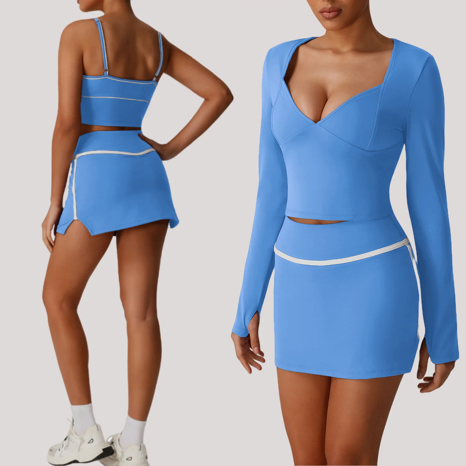New Sexy Suspender Vest Yoga Short Skirt Suit Tight Sports Suit Low Neck Casual Tennis Workout Clothing Gym Long Sleeve Yoga Set
New Sexy Suspender Vest Yoga Short Skirt Suit Tight Sports Suit Low Neck Casual Tennis Workout Clothing Gym Long Sleeve Yoga Set