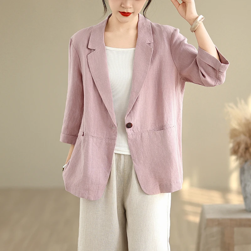 Cotton Linen Suit Female Spring and Summer New Fashion Literary Elegant Temperament Simple Seven-minute Sleeve Casual Jacket
Cotton Linen Suit Female Spring and Summer New Fashion Literary Elegant Temperament Simple Seven-minute Sleeve Casual Jacket
