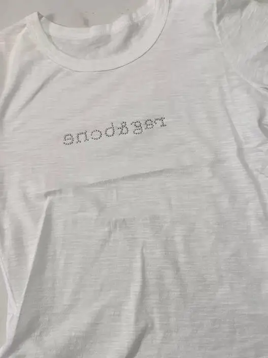 White Basic round Neck Short Sleeve T-Shirt Women Summer Pure Cotton Slim Fit Sweet Top Glitter Letter Design Casual Tee
White Basic round Neck Short Sleeve T-Shirt Women Summer Pure Cotton Slim Fit Sweet Top Glitter Letter Design Casual Tee