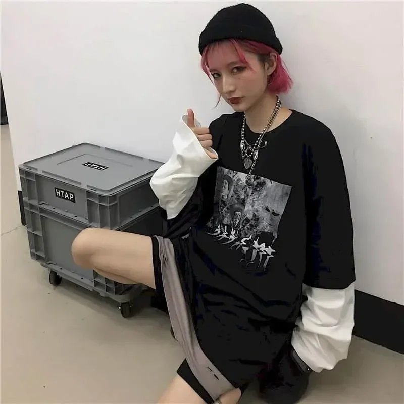 Women T shirts 2025 Spring Long Sleeve Couple Y2k Tshirt streetwear Gothic Anime Dark Style Hip Hop High Street O-neck Tee tops
Women T shirts 2025 Spring Long Sleeve Couple Y2k Tshirt streetwear Gothic Anime Dark Style Hip Hop High Street O-neck Tee tops