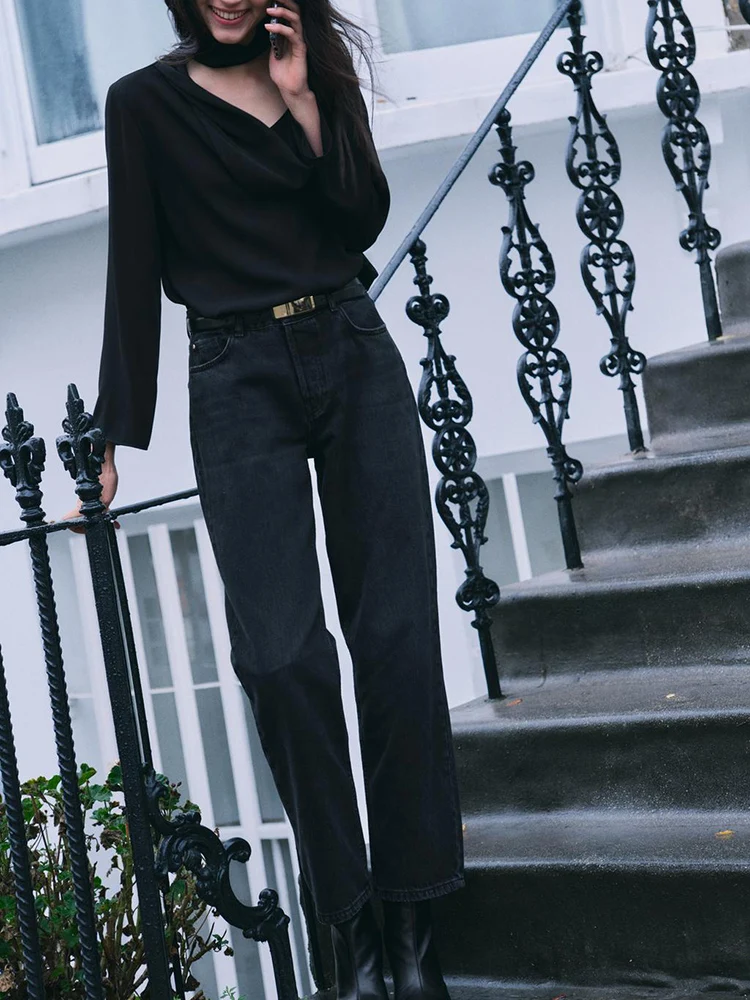 Новое весеннее поступление, женская простая блузка с подвесным плиссированным воротником и украшением, длинная блузка с воротником-стойкой Sve 
Новое весеннее поступление, женская простая блузка с подвесным плиссированным воротником и украшением, длинная блузка с воротником-стойкой Sve