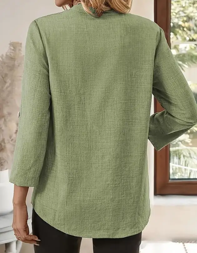 Women's Blouses And Shirts 2026 Women's Shirt V-neck Pullover Top Pocket Solid Color Simple Versatile Fashion Blouses For Female
Women's Blouses And Shirts 2026 Women's Shirt V-neck Pullover Top Pocket Solid Color Simple Versatile Fashion Blouses For Female