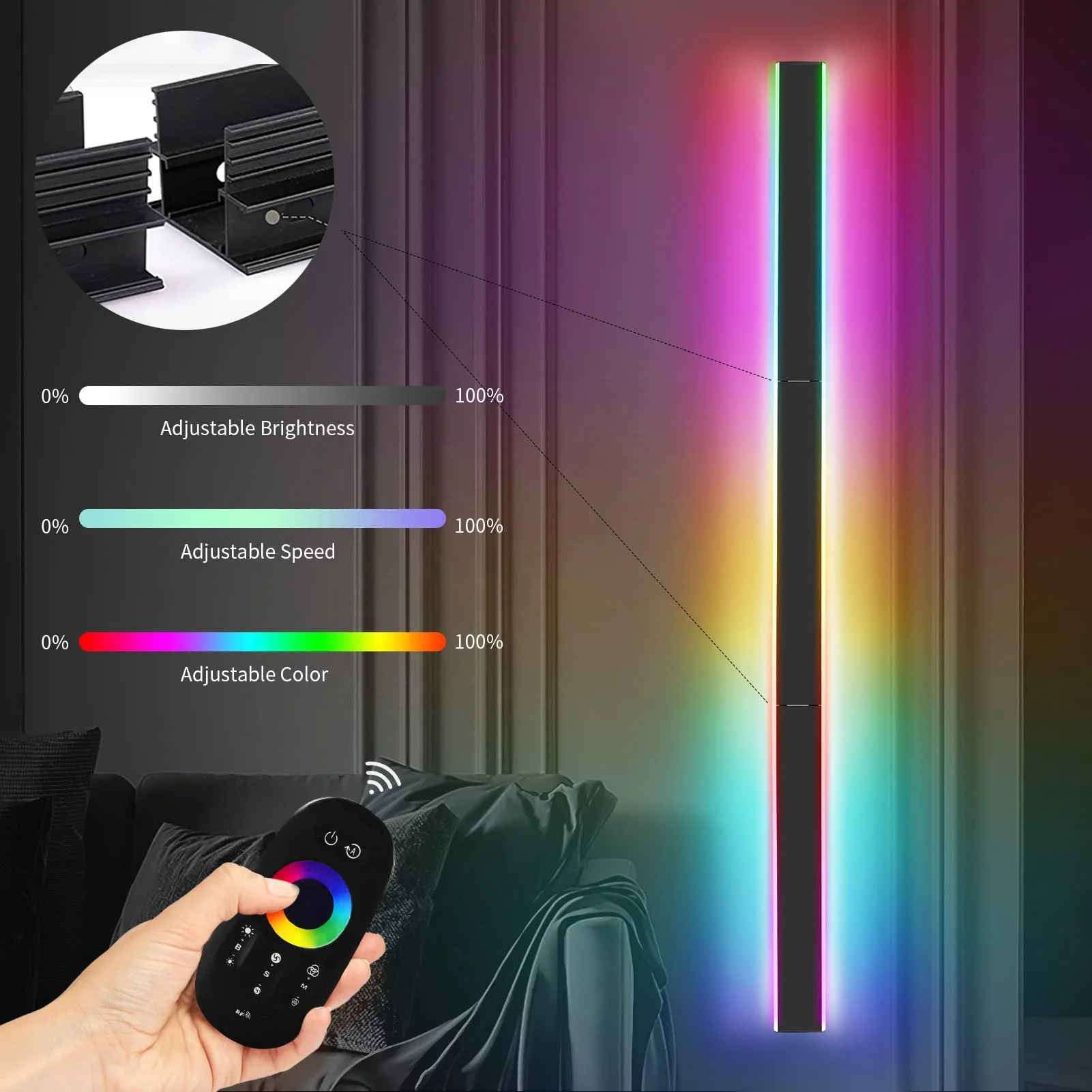 Black 45inch Detachable Modern LED Wall Light With Remote Control RGB Color Changing 27W Indoor Outdoor Long Strip Wall Lamp
Black 45inch Detachable Modern LED Wall Light With Remote Control RGB Color Changing 27W Indoor Outdoor Long Strip Wall Lamp