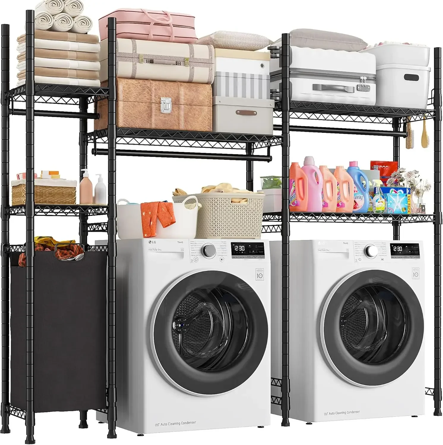 Over The Washer and Dryer Storage, Laundry Room Organization and Storage with Laundry Hamper and Hooks Washer
Over The Washer and Dryer Storage, Laundry Room Organization and Storage with Laundry Hamper and Hooks Washer