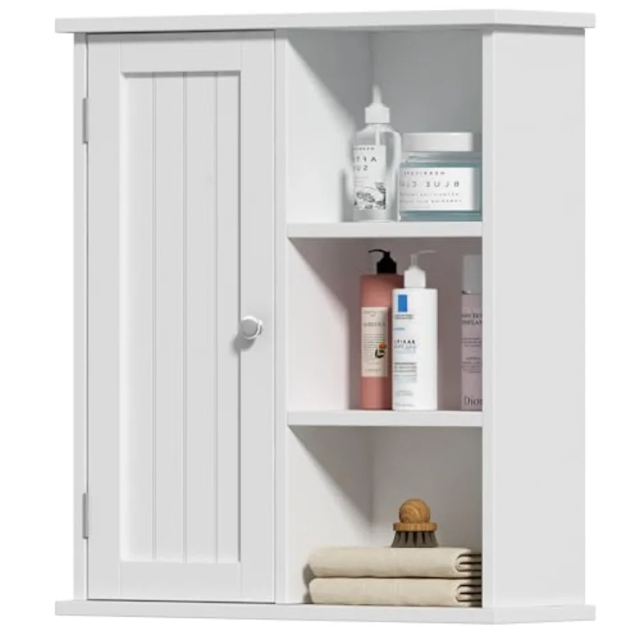 Bathroom Wall Cabinet, Medicine Cabinet with Door and 3 Open Shelves, Wall Mounted Storage Organizer for Bathroom, Kitchen, Liv
Bathroom Wall Cabinet, Medicine Cabinet with Door and 3 Open Shelves, Wall Mounted Storage Organizer for Bathroom, Kitchen, Liv