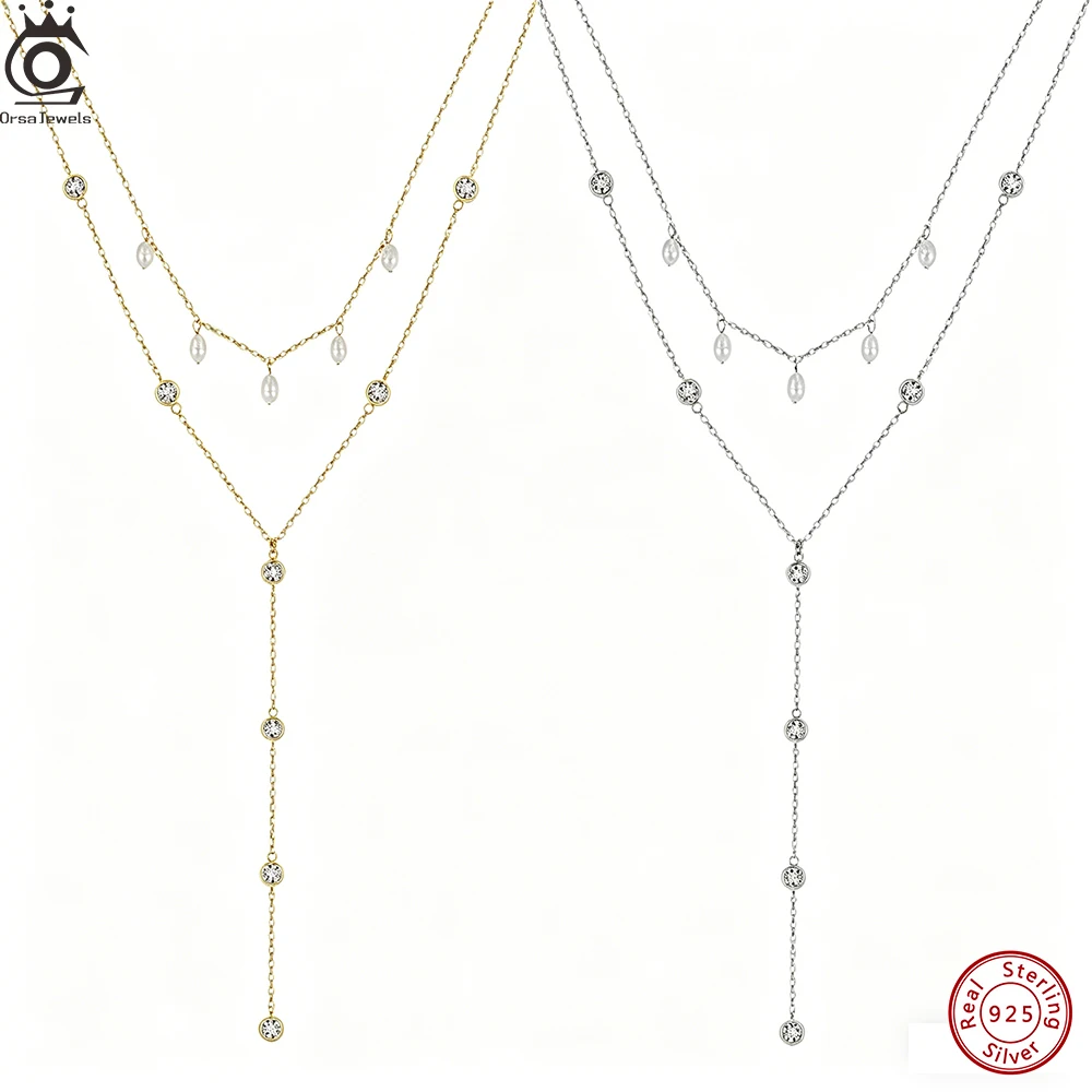 ORSA JEWELS Elegant 925 Sterling Silver Shiny Layered Necklace for Women Sexy Summer Pearl Choker Chain Jewelry accessory BQN31
ORSA JEWELS Elegant 925 Sterling Silver Shiny Layered Necklace for Women Sexy Summer Pearl Choker Chain Jewelry accessory BQN31