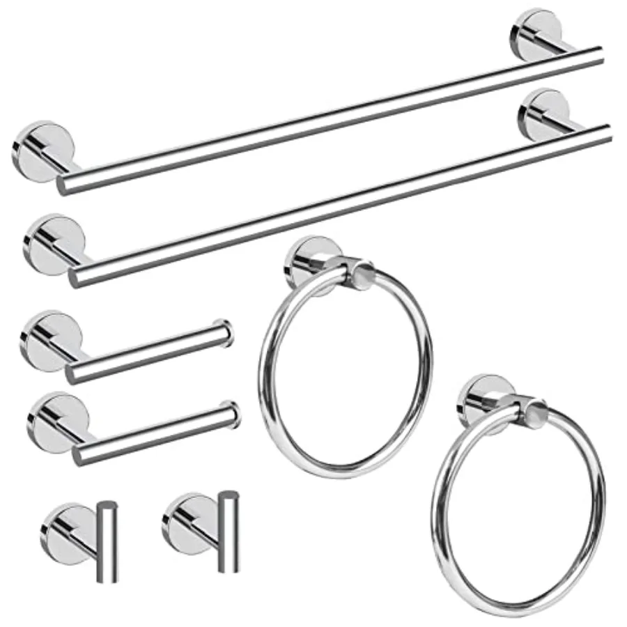 8 Pcs Bathroom Hardware Set, 24inch Bathroom Towel bar+Towel Ring+Toilet Paper Holder+ Robe Towel Hook, SUS304 Stainless Steel
8 Pcs Bathroom Hardware Set, 24inch Bathroom Towel bar+Towel Ring+Toilet Paper Holder+ Robe Towel Hook, SUS304 Stainless Steel