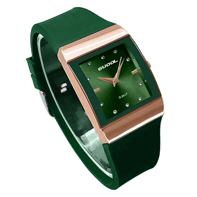 Women's Fashion Quartz Watch Rose Gold Square Case Black Silicone Strap Black Dial Crystal Decor Analog Wristwatch Waterproof Ca
Women's Fashion Quartz Watch Rose Gold Square Case Black Silicone Strap Black Dial Crystal Decor Analog Wristwatch Waterproof Ca