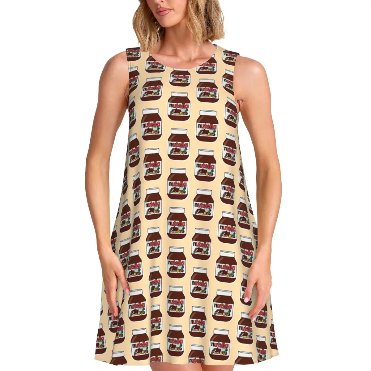 Custom Cool N-Nutellas Chocolate Women's Sleeveless Dress Spread Pattern Classic Sundress Casual Pockets For Travel Beach Dress
Custom Cool N-Nutellas Chocolate Women's Sleeveless Dress Spread Pattern Classic Sundress Casual Pockets For Travel Beach Dress