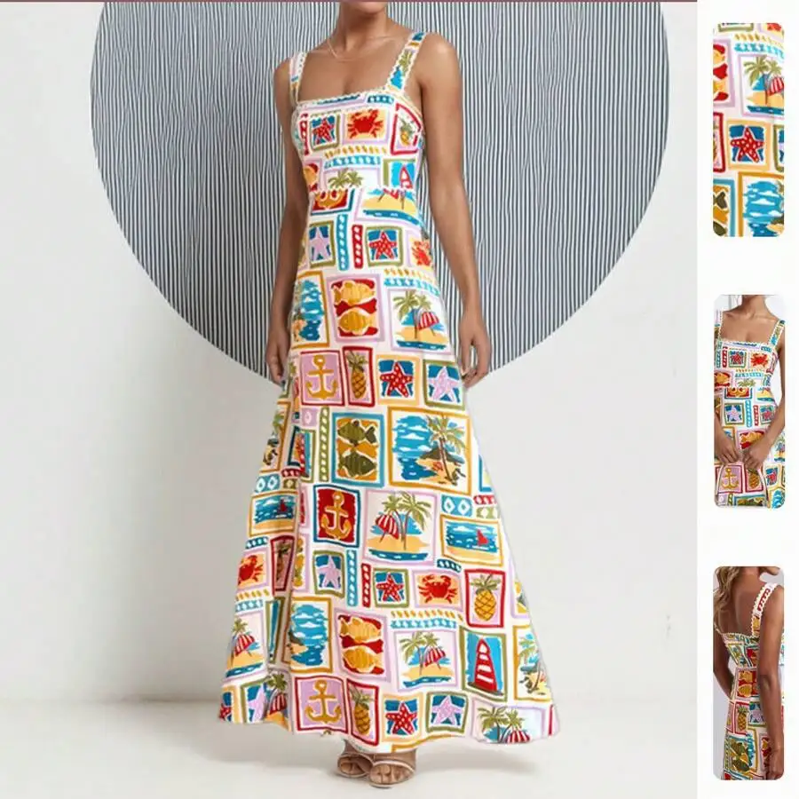 Womens Printed Spaghetti Strap Maxi Dress Beach Style Summer Casual
Womens Printed Spaghetti Strap Maxi Dress Beach Style Summer Casual