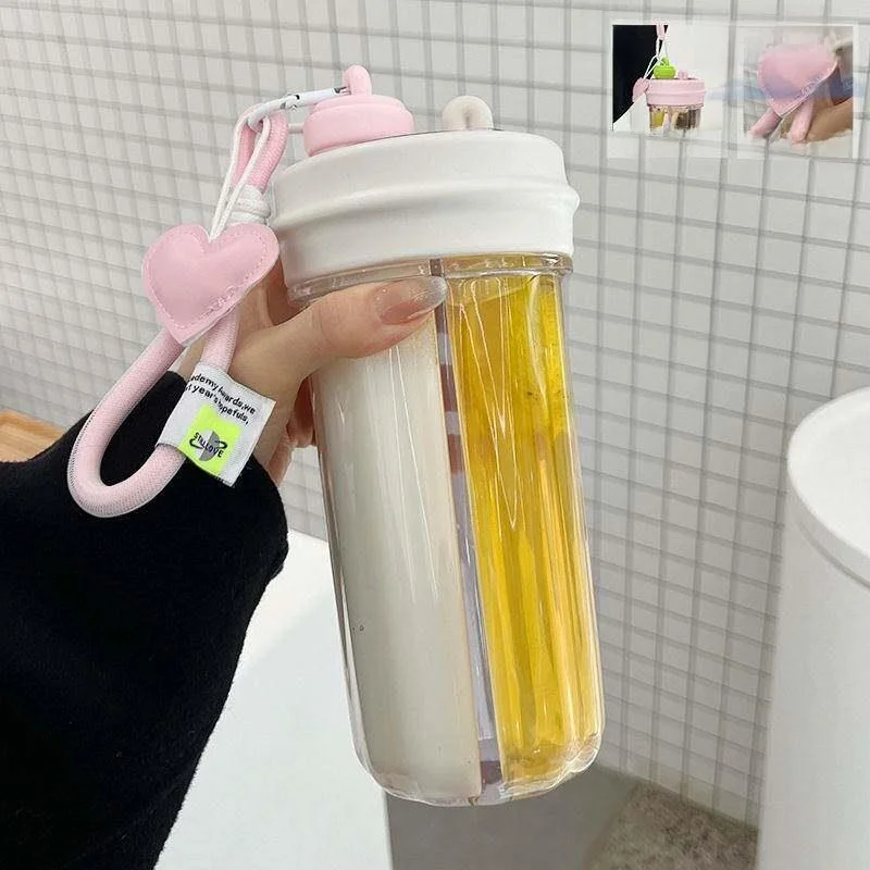 Dual-Headed Water Bottle Divided Compartments Stylish Korean Style Stainless Steel Cup for Women Children's School Use
Dual-Headed Water Bottle Divided Compartments Stylish Korean Style Stainless Steel Cup for Women Children's School Use