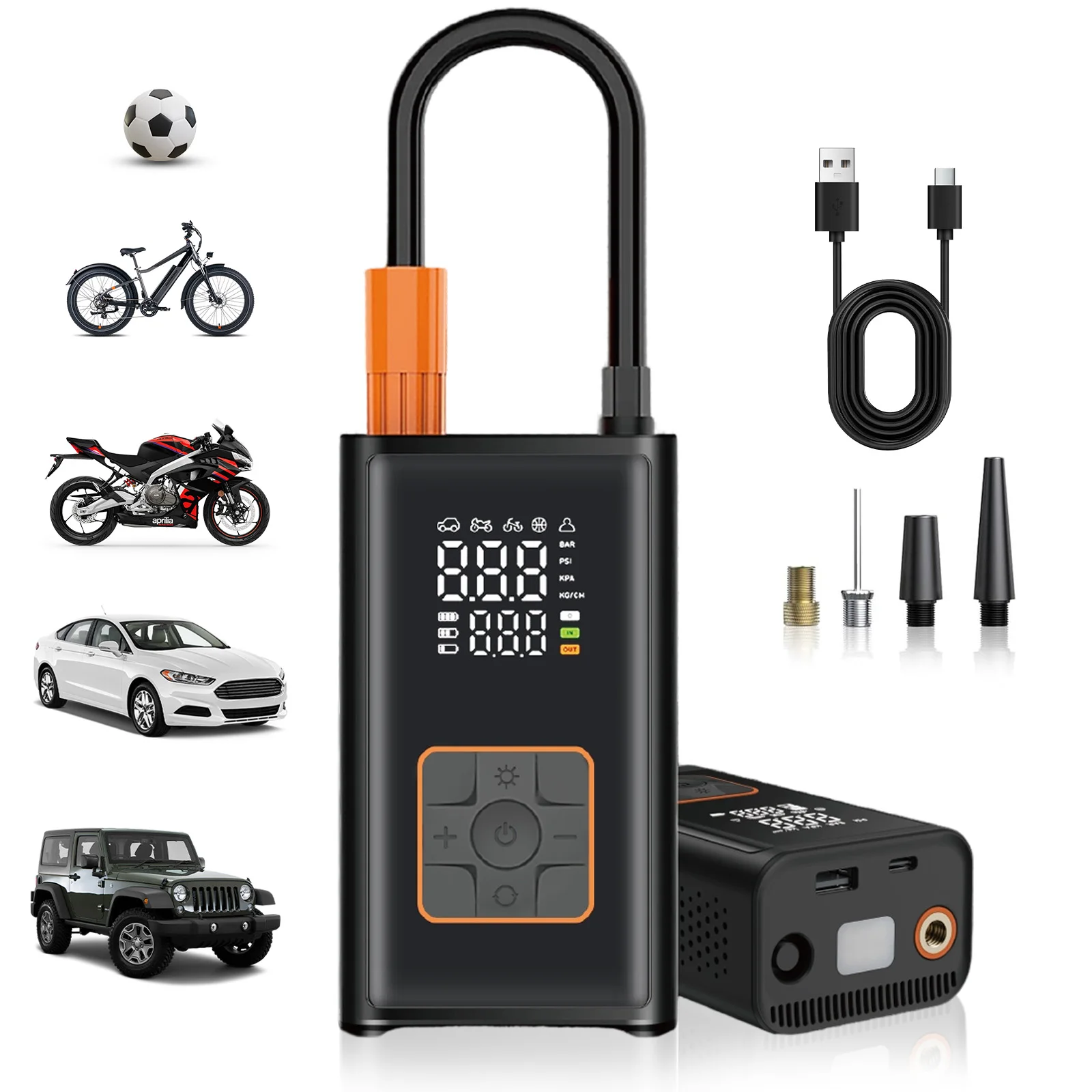 Massate Portable Mini Air Inflator USB Rechargeable Air Compressor for Car Bike Motorcycle Tires, Balls, Inflatable Toys
Massate Portable Mini Air Inflator USB Rechargeable Air Compressor for Car Bike Motorcycle Tires, Balls, Inflatable Toys