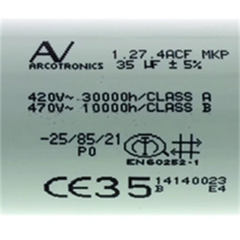 Импортный конденсатор стартера переменного тока AV Arcotronics 1.27.4ACF MKP 35UF 420V-470V
Импортный конденсатор стартера переменного тока AV Arcotronics 1.27.4ACF MKP 35UF 420V-470V