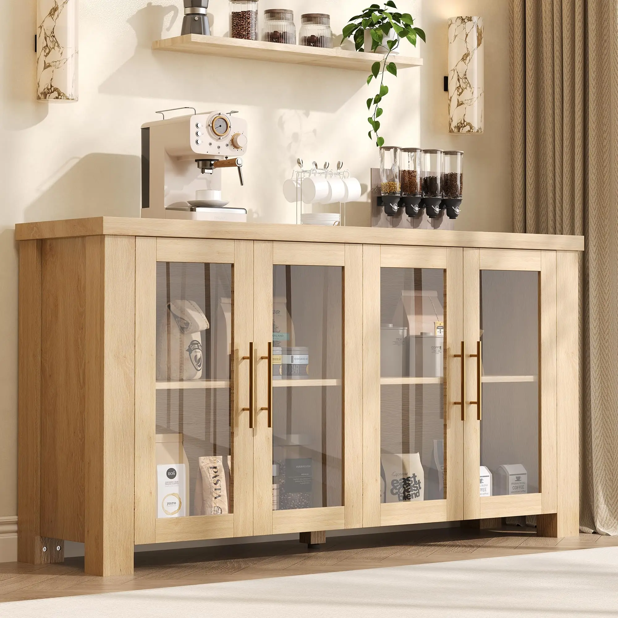 Wood Buffet Cabinet With Tempered Glass Doors, 31.5 Inch Sideboard Credenza For Living Room Dining Kitchen
Wood Buffet Cabinet With Tempered Glass Doors, 31.5 Inch Sideboard Credenza For Living Room Dining Kitchen
