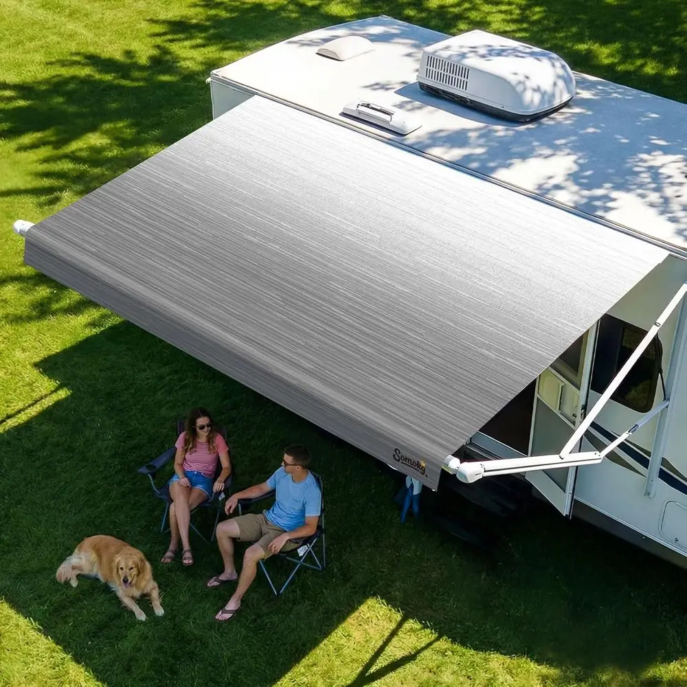 Heavy-Duty 19.5oz Vinyl Awning Fabric, 17'2 for Campers, Trailers, Motorhomes - Graphite Gray, Heat-Sealed Seams, 50+ UV Protect
Heavy-Duty 19.5oz Vinyl Awning Fabric, 17'2 for Campers, Trailers, Motorhomes - Graphite Gray, Heat-Sealed Seams, 50+ UV Protect