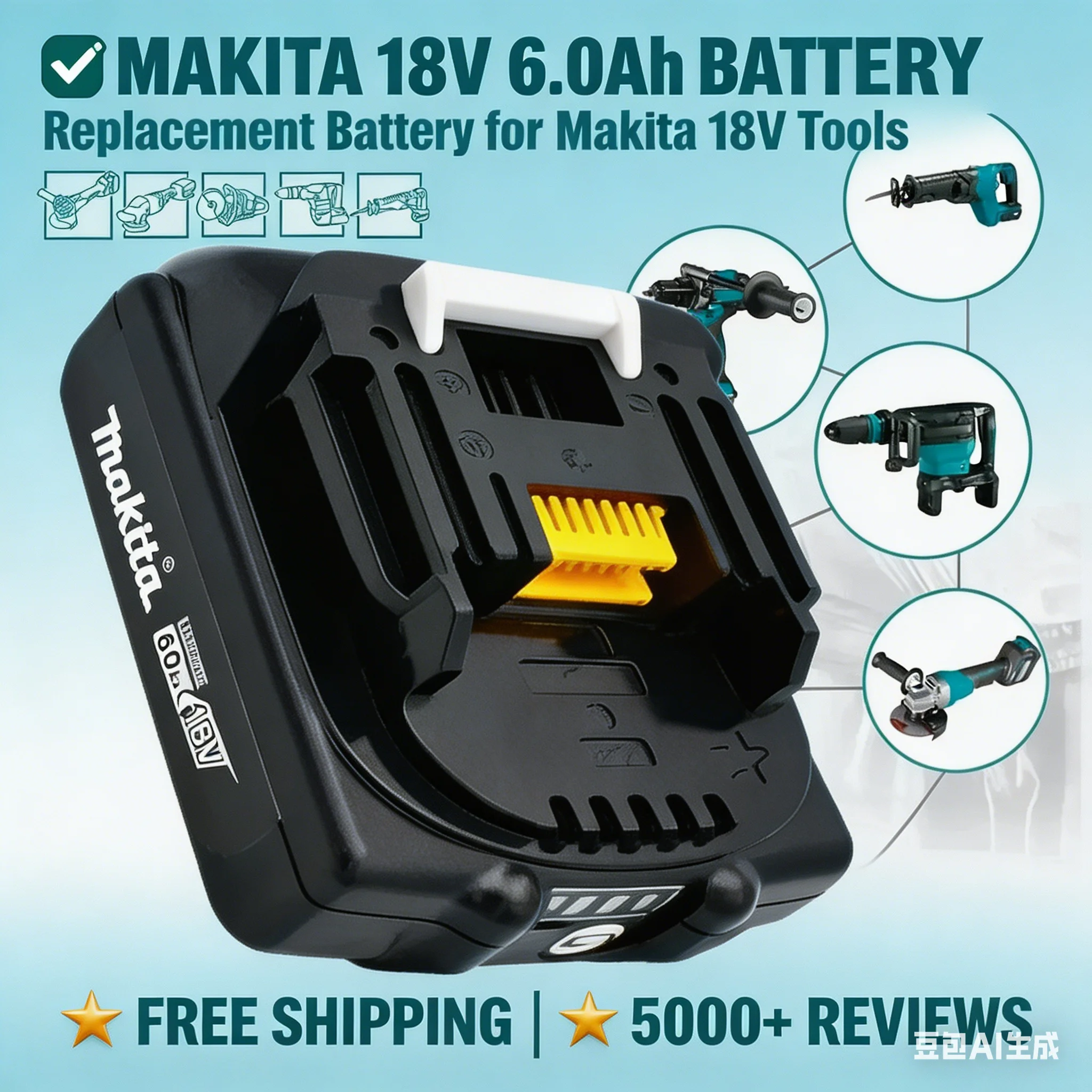 100% Original Makita 18V 9/6/3Ah large capacity battery suitable for angle grinder Powerful Tool Battery +charger+electric drill
100% Original Makita 18V 9/6/3Ah large capacity battery suitable for angle grinder Powerful Tool Battery +charger+electric drill