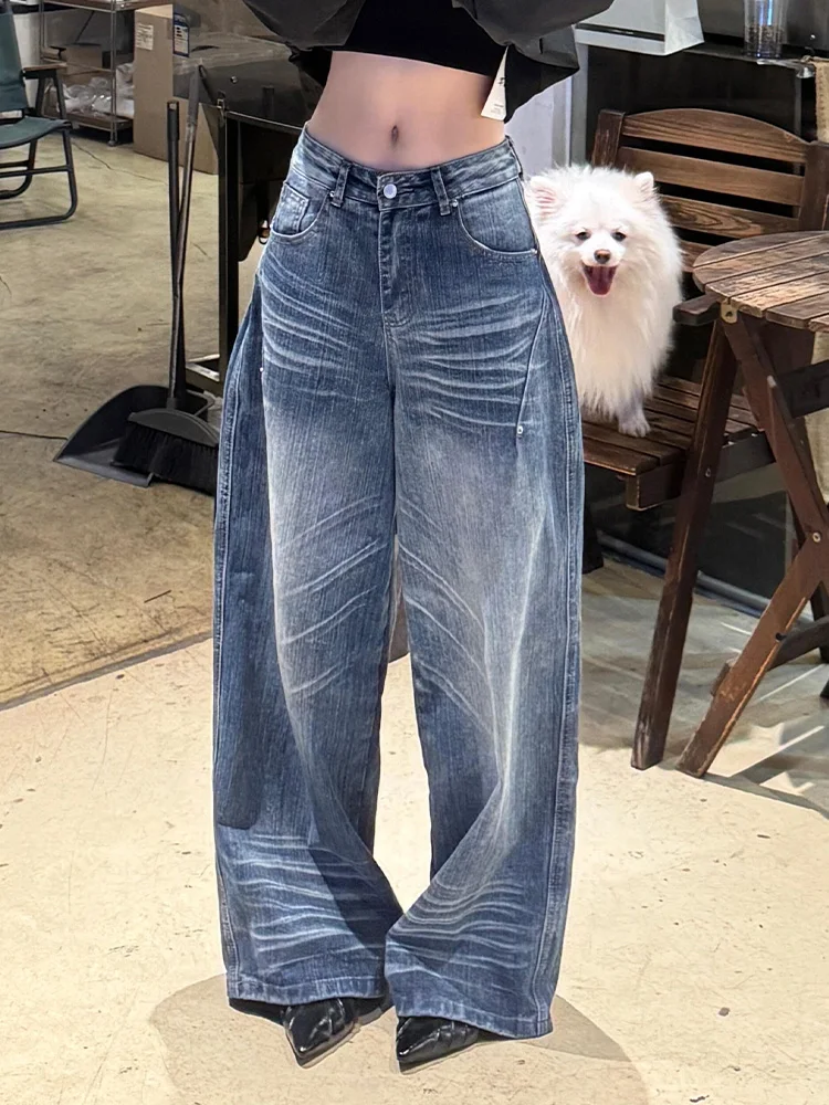 Retro American Washed White Jeans Women Summer Spicy Design Loose All-Match Floor-Length Pants Natural Waist Denim
Retro American Washed White Jeans Women Summer Spicy Design Loose All-Match Floor-Length Pants Natural Waist Denim