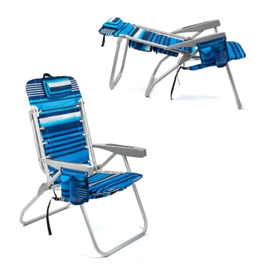 Beach chair for outdoor use, polypropylene fabric, High Tide Blue, foldable tall design with 5 reclining positions, towel bar,
Beach chair for outdoor use, polypropylene fabric, High Tide Blue, foldable tall design with 5 reclining positions, towel bar,