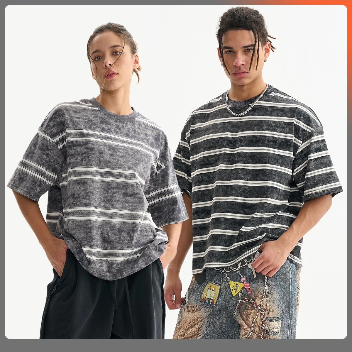 Mens Oversized Cropped Acid Washed Striped T-Shirt for Summer Vintage Custom Print Boxy Fit Tee 260G O-Neck Knitted Casual Top
Mens Oversized Cropped Acid Washed Striped T-Shirt for Summer Vintage Custom Print Boxy Fit Tee 260G O-Neck Knitted Casual Top