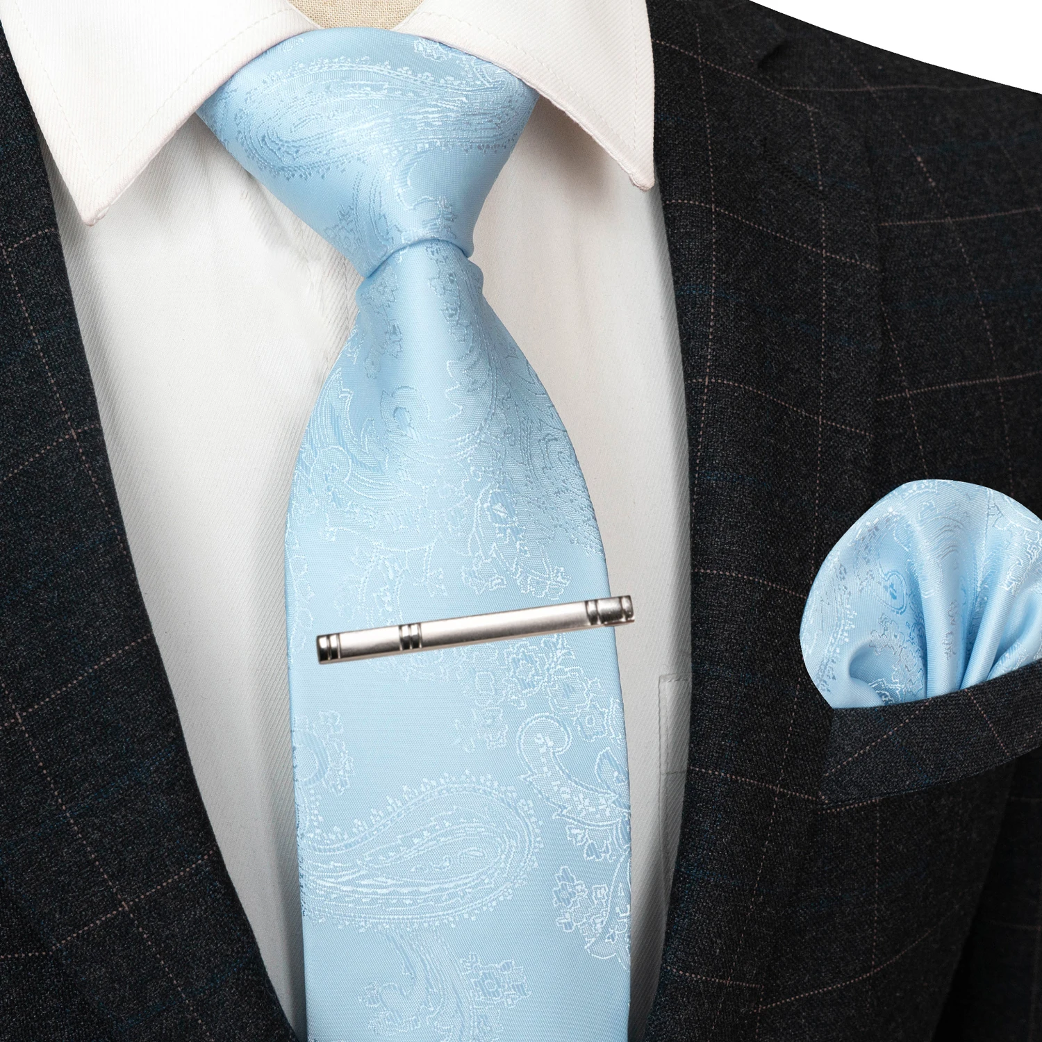 JEMYGINS light blue Fashion Necktie Classic Paisley Necktie Handkerchief & Tie Clip Set for Tuxedo Accessory Gift Tie for Men
JEMYGINS light blue Fashion Necktie Classic Paisley Necktie Handkerchief & Tie Clip Set for Tuxedo Accessory Gift Tie for Men