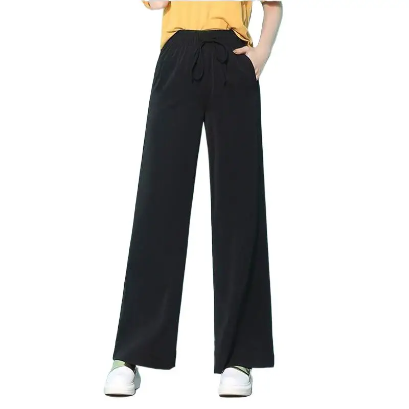 All-Match Women Black Chiffon Long Pants Tie Bow High Elastic Waist Straight Pants Vestido Female Trousers -
All-Match Women Black Chiffon Long Pants Tie Bow High Elastic Waist Straight Pants Vestido Female Trousers -