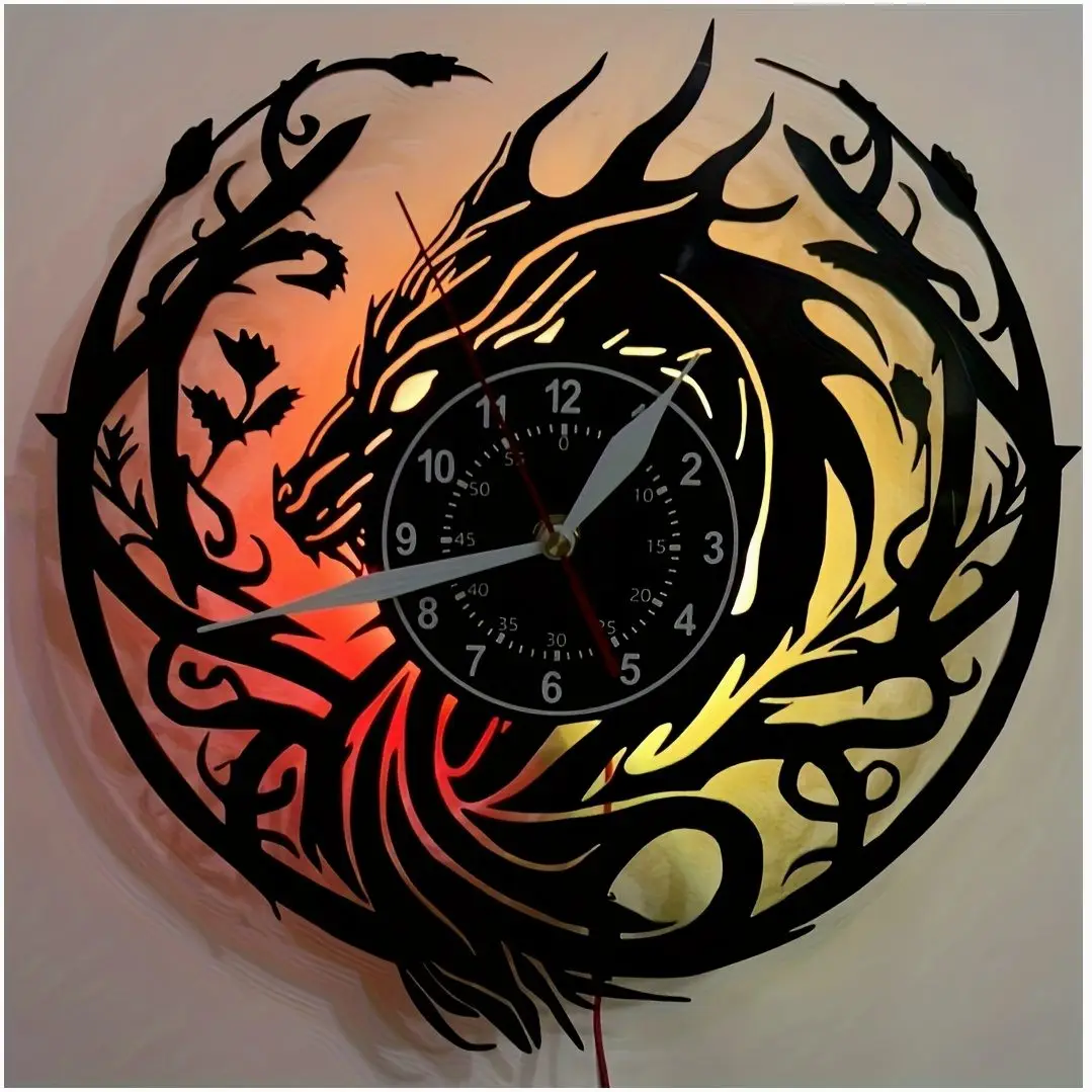 Dragon-Shaped Multi-Color LED Vinyl Wall Clock | Silent Quartz Movement | Lightweight & Easy to Hang | Perfect for Living Room,
Dragon-Shaped Multi-Color LED Vinyl Wall Clock | Silent Quartz Movement | Lightweight & Easy to Hang | Perfect for Living Room,