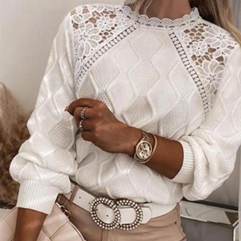 Autumn and Winter Lace Sweater Temperament Slim-fit Knitted Sweater Women's Knitted Pullover
Autumn and Winter Lace Sweater Temperament Slim-fit Knitted Sweater Women's Knitted Pullover