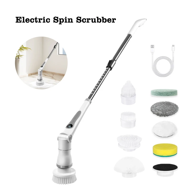 Электрический вращающийся скруббер, скруббер для ванной комнаты с 8 сменными насадками и выдвижной ручкой для ванной комнаты, кухонной плитки, полов
Электрический вращающийся скруббер, скруббер для ванной комнаты с 8 сменными насадками и выдвижной ручкой для ванной комнаты, кухонной плитки, полов