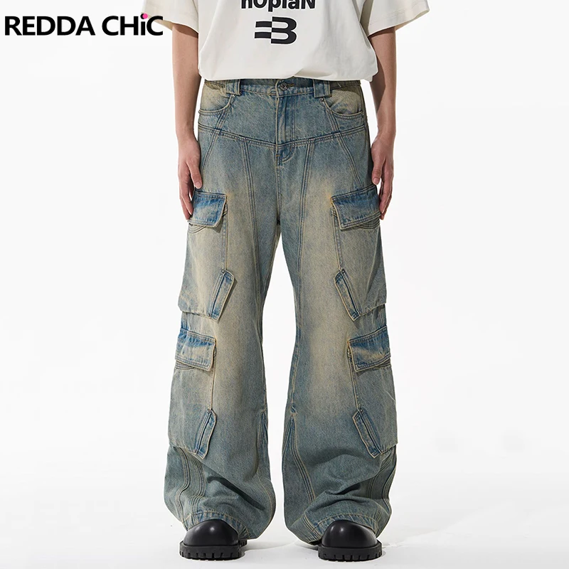REDDACHiC Patchwork Pockets Cargo Baggy Jeans Men Bleached Blue Elastic Waist 90s Retro Skater Wide Pants Y2k Casual Streetwear
REDDACHiC Patchwork Pockets Cargo Baggy Jeans Men Bleached Blue Elastic Waist 90s Retro Skater Wide Pants Y2k Casual Streetwear