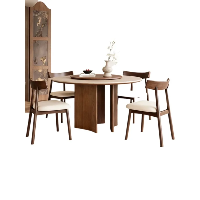 Rock slab dining table medium antique small apartment solid wood table and chair combination round table with turntable
Rock slab dining table medium antique small apartment solid wood table and chair combination round table with turntable