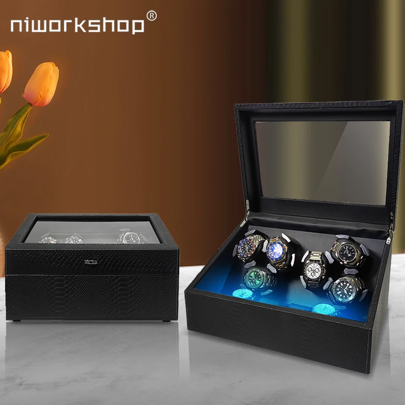 1pc Niworkshop Automatic Watch Winder, 3+3/6+6 Slots Watch Box, Large Capacity Watch Storage Cases with Quiet Motors, LED Light
1pc Niworkshop Automatic Watch Winder, 3+3/6+6 Slots Watch Box, Large Capacity Watch Storage Cases with Quiet Motors, LED Light