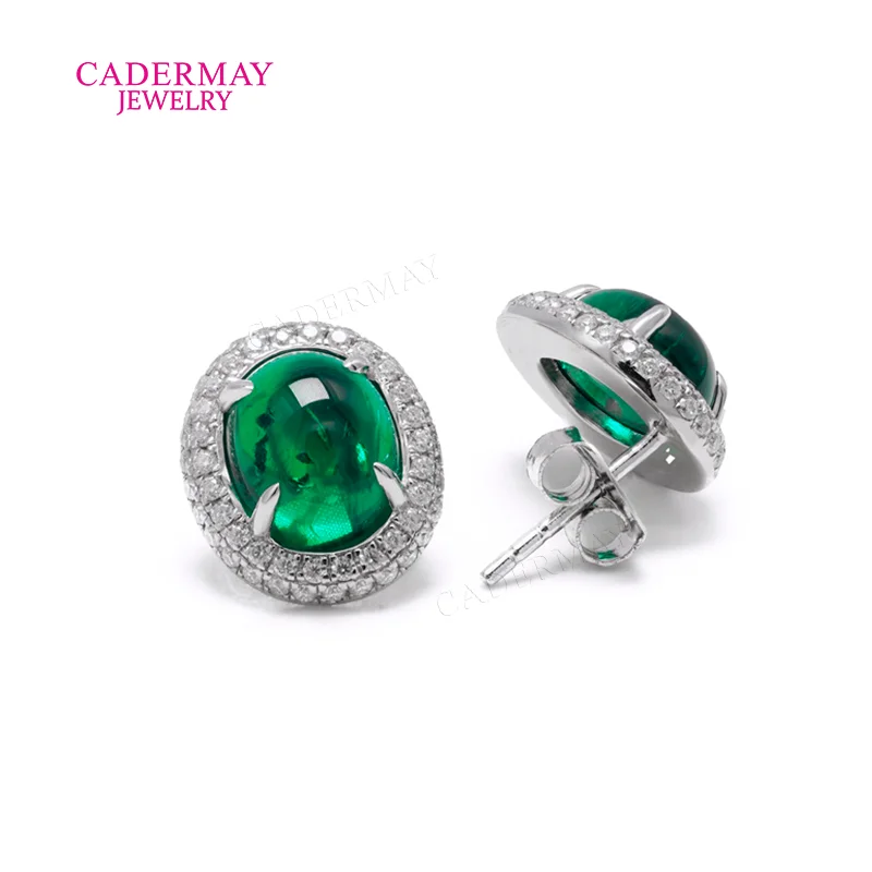 Cadermay 925 Silver 8x10mm Oval Cabochon Shape Muzuo Green Lab Grown Emerald Halo Moissanite Earrings Stud for Women Gift
Cadermay 925 Silver 8x10mm Oval Cabochon Shape Muzuo Green Lab Grown Emerald Halo Moissanite Earrings Stud for Women Gift