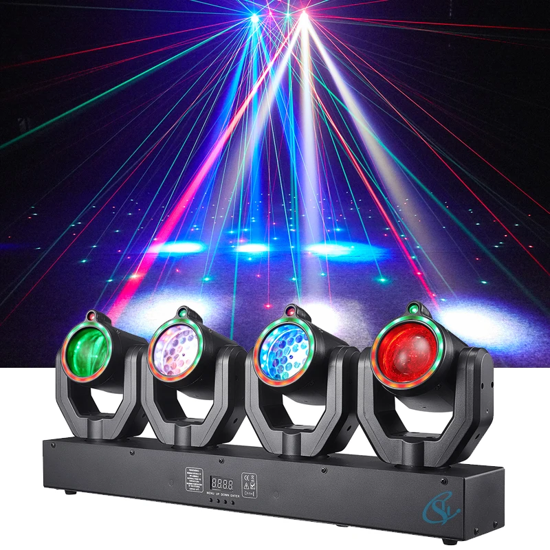 Full Color LED Four Heads Beam &Pattern Moving Head Rotating Light Red&Green Laser Effect Stage Lighting DMX512 DJ Disco Party
Full Color LED Four Heads Beam &Pattern Moving Head Rotating Light Red&Green Laser Effect Stage Lighting DMX512 DJ Disco Party