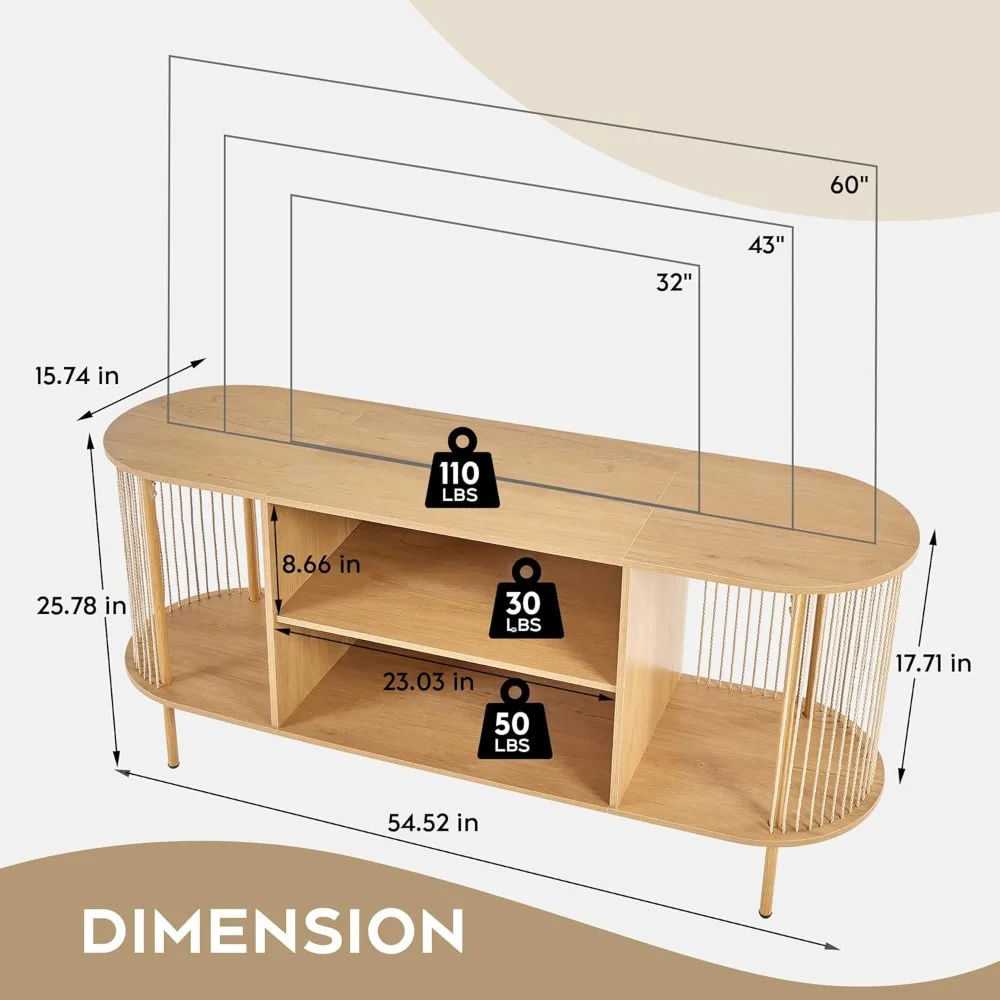 Oval Boho TV Console with Hand-Woven Ropes, Mid-Century Modern TV Stand for Up To 60" with Storage Adjustable Shelf, Customized
Oval Boho TV Console with Hand-Woven Ropes, Mid-Century Modern TV Stand for Up To 60" with Storage Adjustable Shelf, Customized